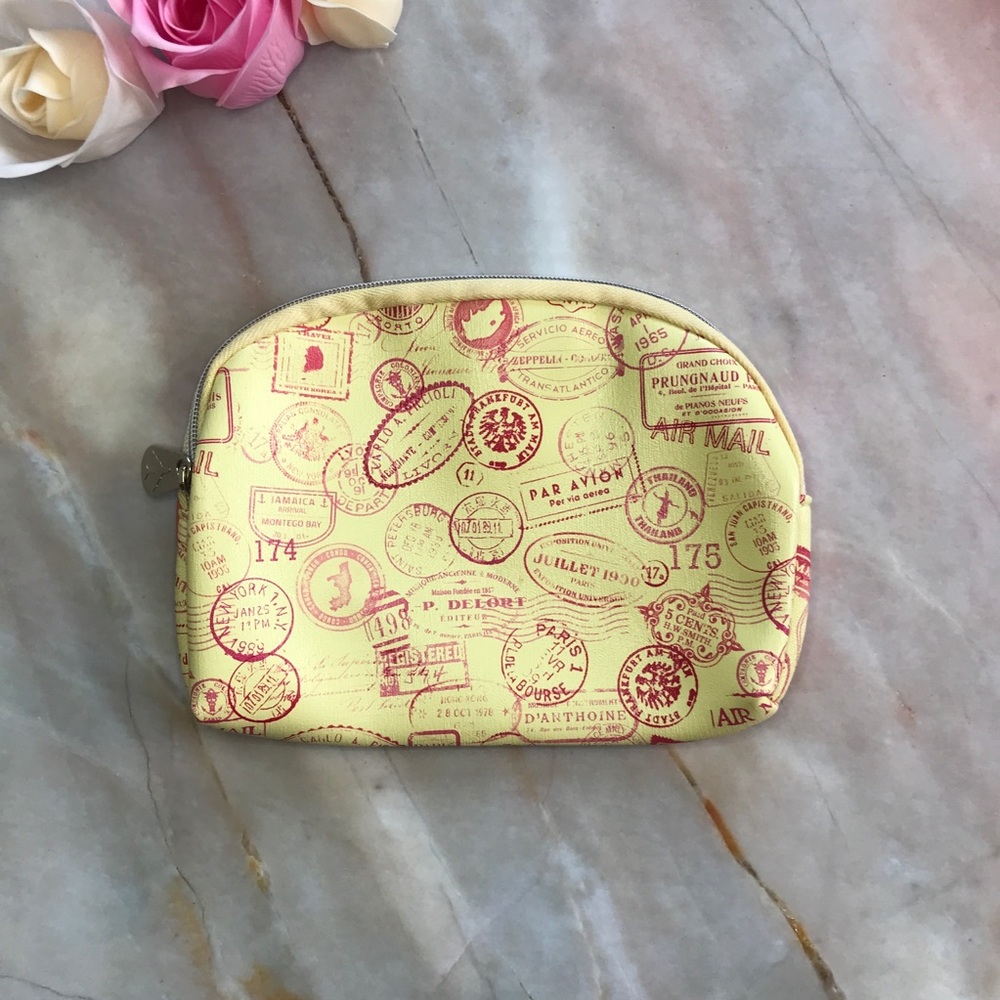 Travel pattern makeup bag yellow A172